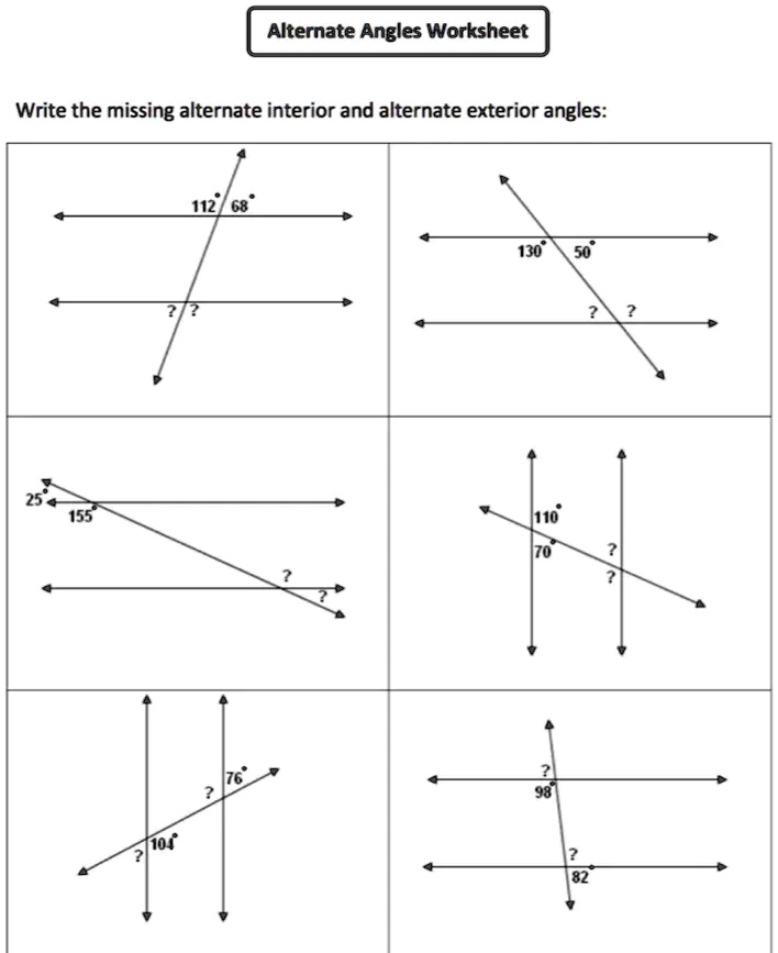 SOLVED Alternate Angles Worksheet Write The Missing Alternate Interior 