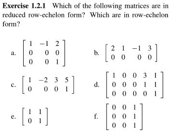 SOLVED Exercise 1.2.1 Which of the following matrices are in