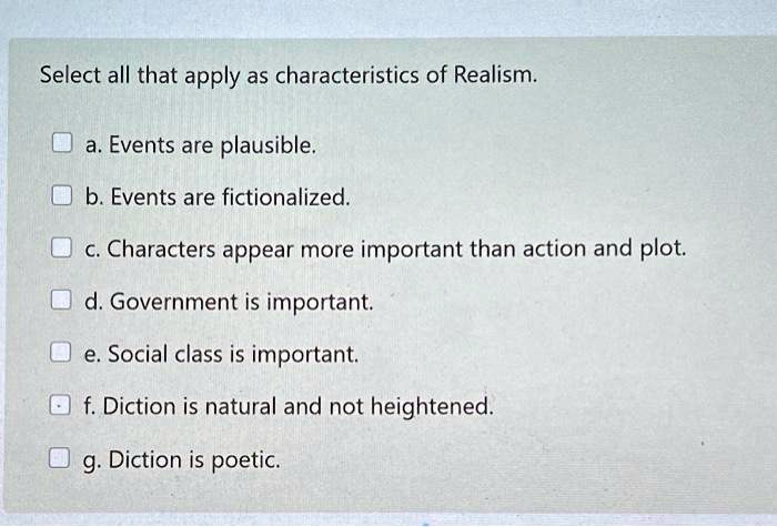 Main characteristic of realism