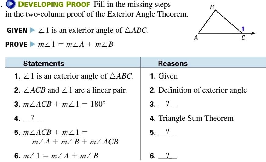 DEVELOPING PROOF Fill in the missing steps in the two-column proof of ...