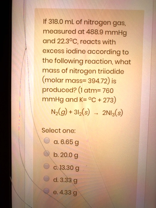 molar mass of nitrogen triiodide