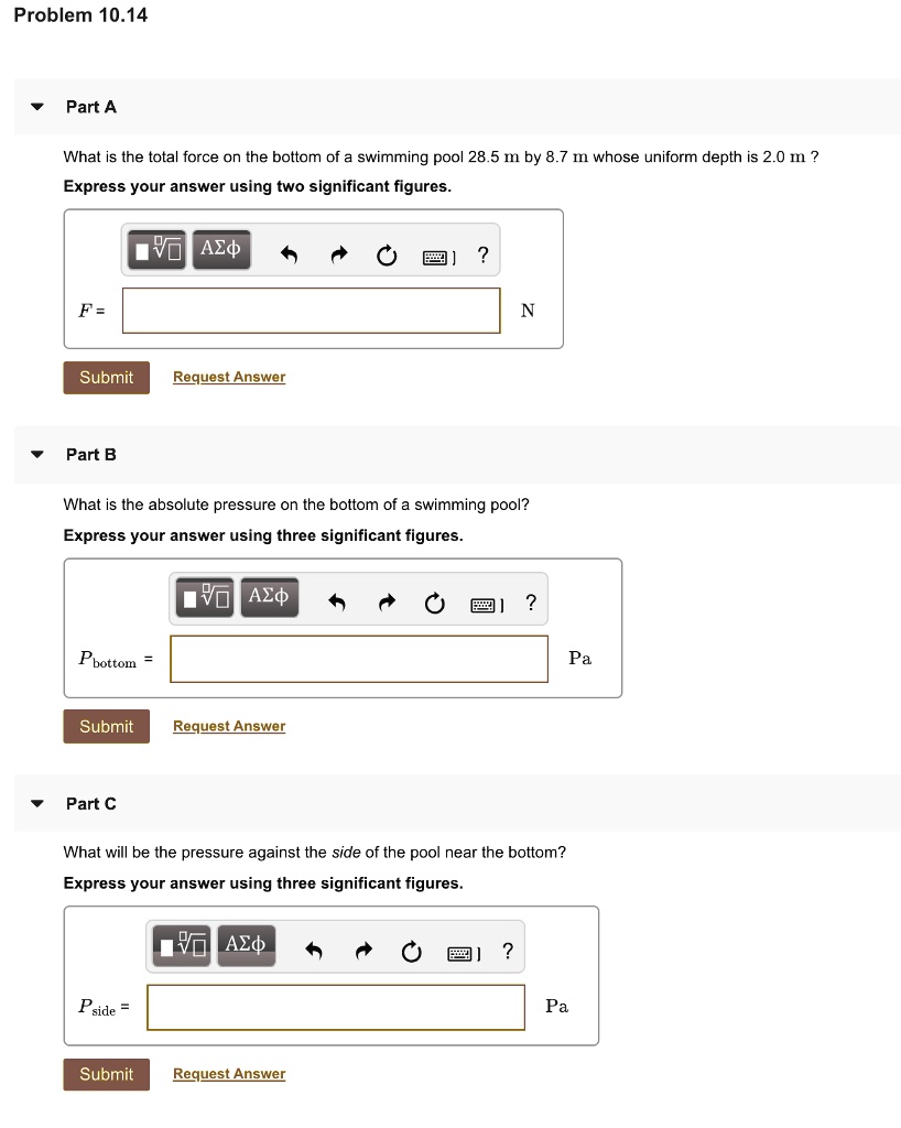 SOLVED Problem 10.14 Part A What is the total force on the bottom of a
