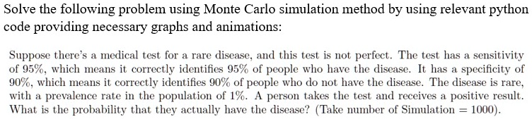 Solve the following problem using Monte Carlo simulation method by ...
