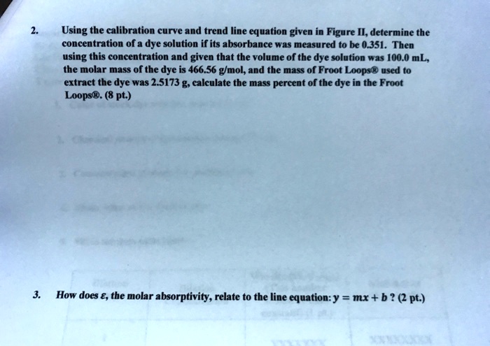 using the calibration curve and trend line cquation given in figure ii ...