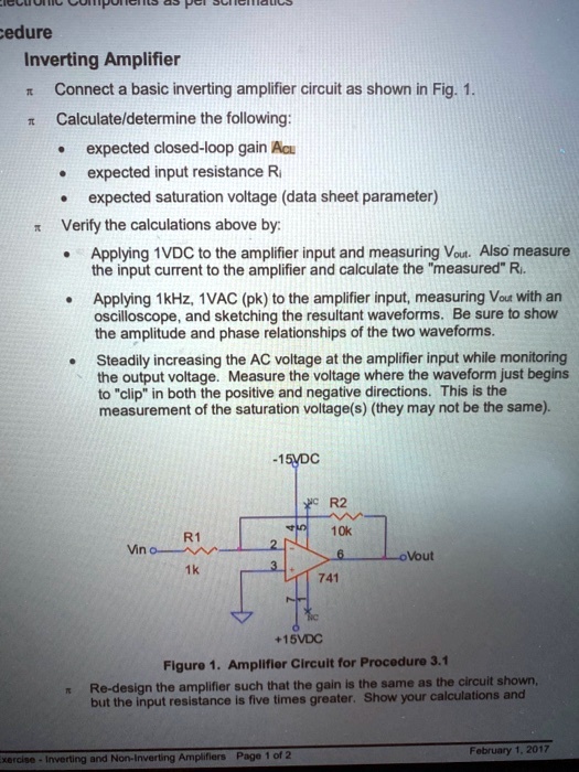 SOLVED Procedure Inverting Amplifier Connect a basic inverting