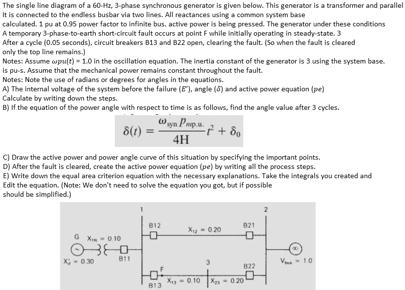 Solved The Single Line Diagram Of 60 Hz 3 Phase Synchronous Generator Is Given Below This 6690