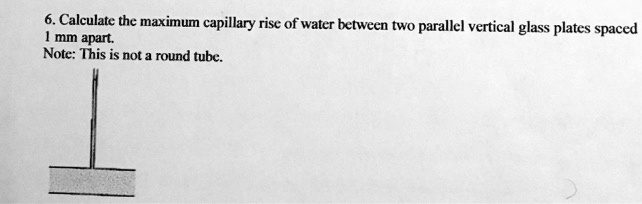 SOLVED: Calculate the maximum capillary rise of water between two ...