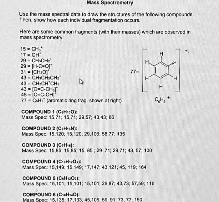 solved-texts-mass-spectrometry-use-the-mass-spectral-data-to-draw-the