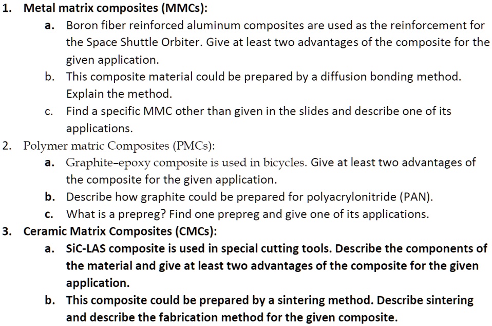 SOLVED Metal matrix composites (MMCs) a. Boron fiber reinforced