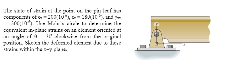 SOLVED: The state of strain at the point on the pin leaf has