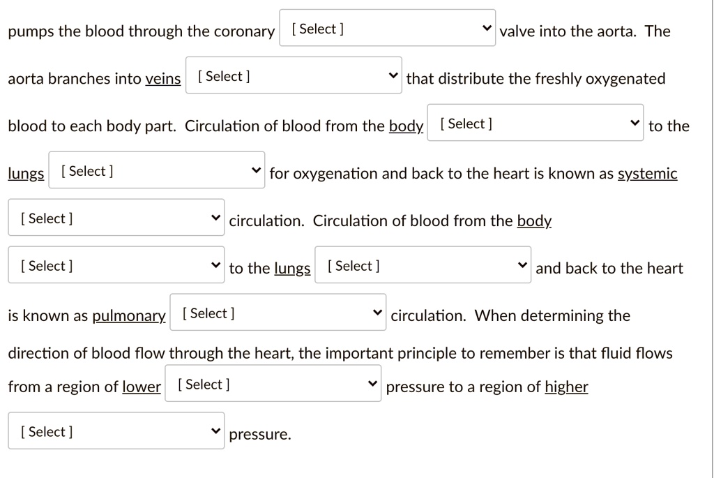 SOLVED pumps the blood through the coronary [Select ] valve into the