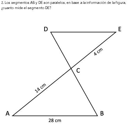 SOLVED: 1) Los segmentos AB y DE son paralelos, en base a la ...