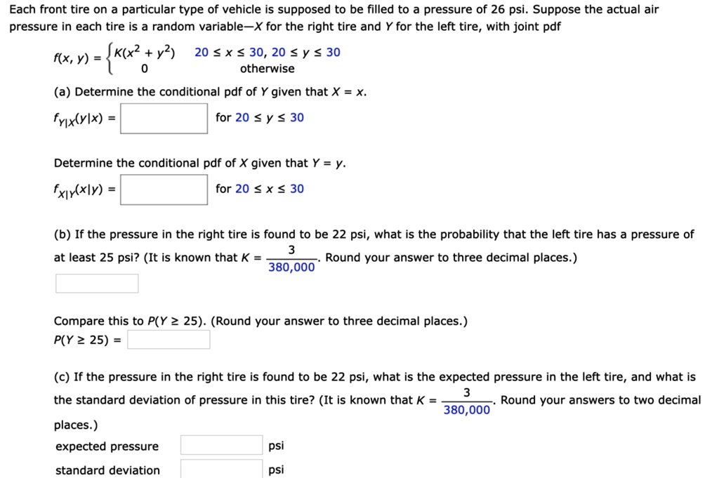 SOLVED: Each Front Tire On Particular Type Of Vehicle