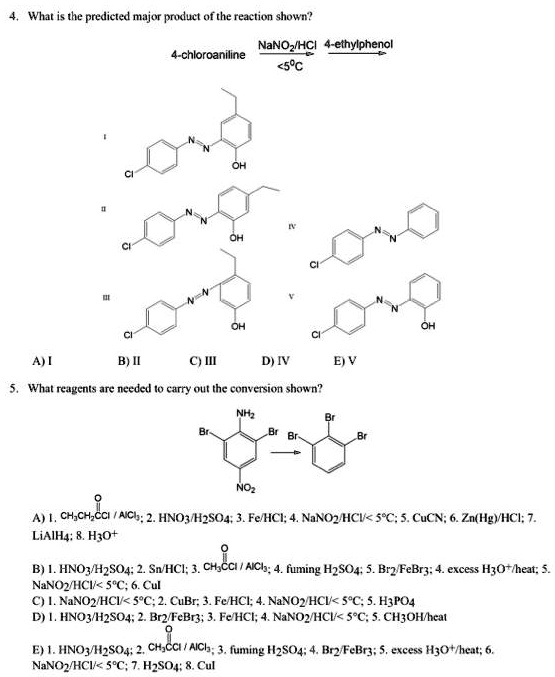 SOLVED: 4. What is the predicted major product of the reaction shown ...