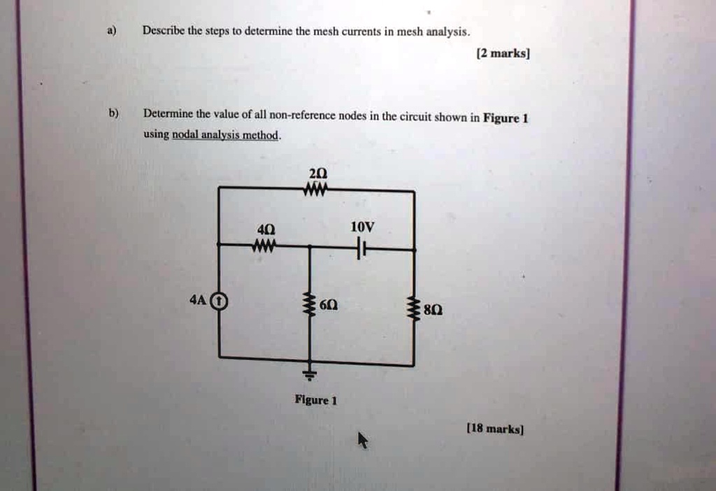 SOLVED: a) Describe the steps to determine the mesh currents in mesh ...