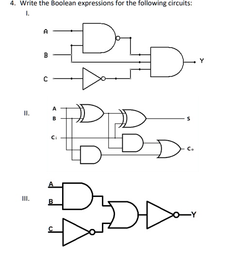 SOLVED: Write the Boolean expressions for the following circuits: