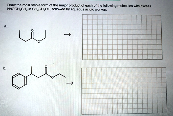 Naoch Draw the most stable form of the major product of each of...