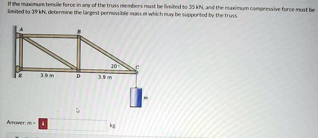 If the maximum tensile force in any of the truss members must be ...