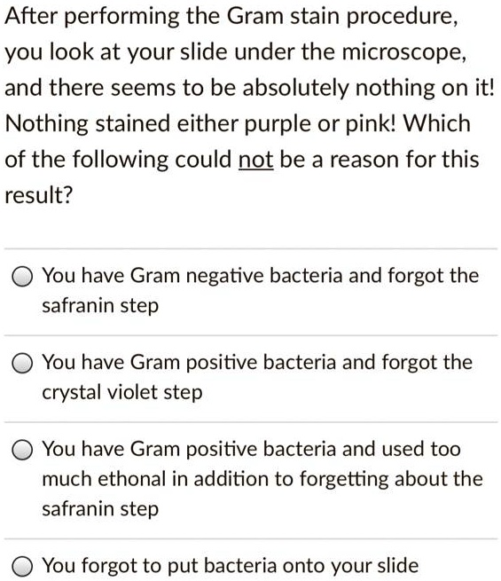 after performing the gram stain procedure you look at your slide under ...