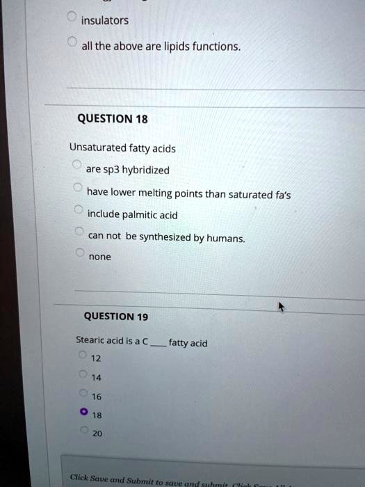 SOLVED insulators all the above are lipids functions; QUESTION 18