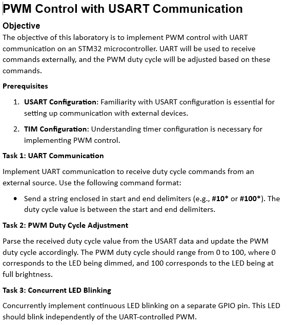 help PWM Control with USART Communication Objective: The objective of ...