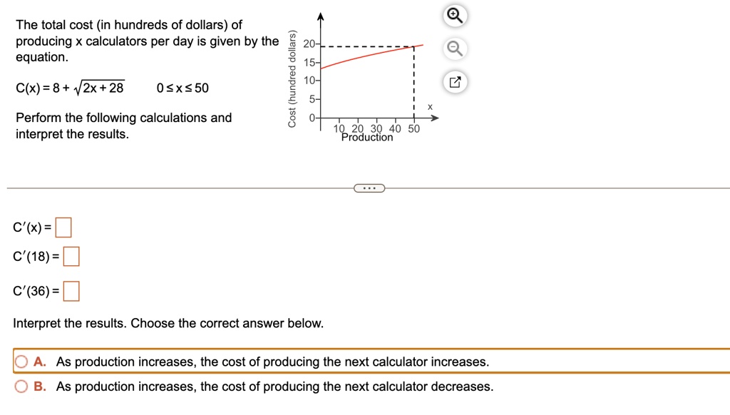 SOLVED: The total cost (in hundreds of dollars) of producing x ...