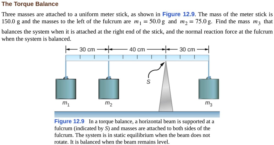 SOLVED: The Torque Balance Three Masses Are Attached To A Uniform Meter ...