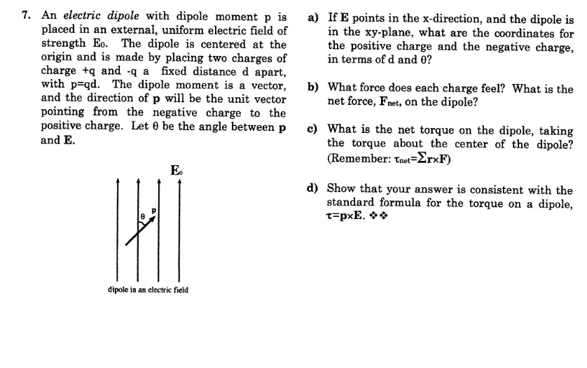 SOLVED: An electric dipole with dipole moment p is placed in an ...