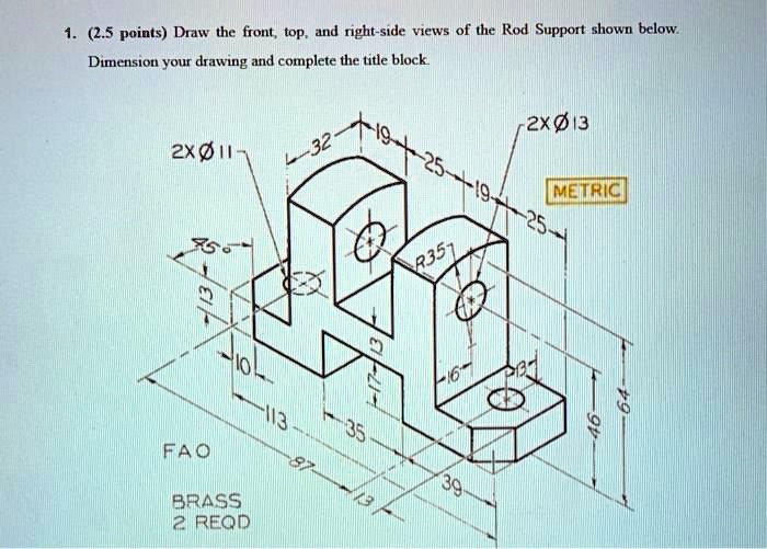 Solved: 1.2.5 Points. Draw The Front, Top, And Right-side Views Of The 