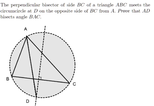 SOLVED:The perpendicular bisector of side BC of a triangle ABC meets ...