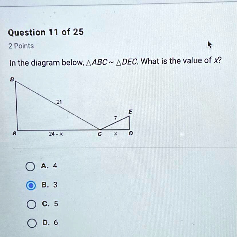 in the diagram below abc dec what is the value of x