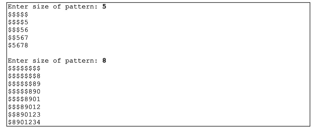 SOLVED: Write a Python program that prints a square of size depending ...