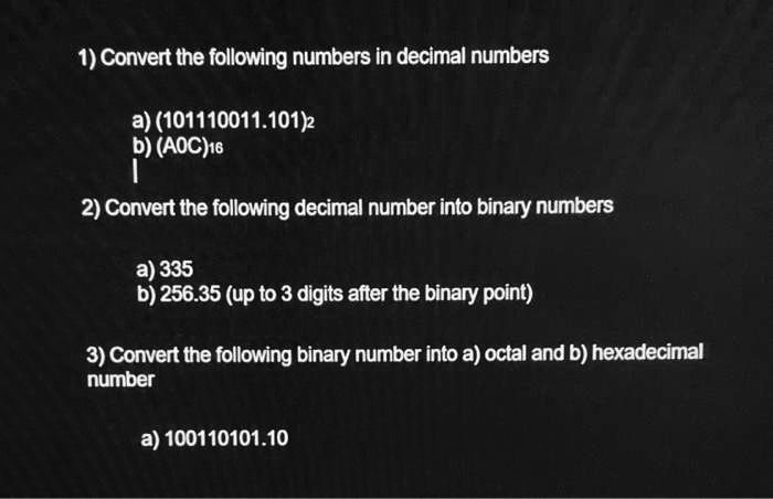 VIDEO solution: Convert the following numbers to decimal numbers: a ...