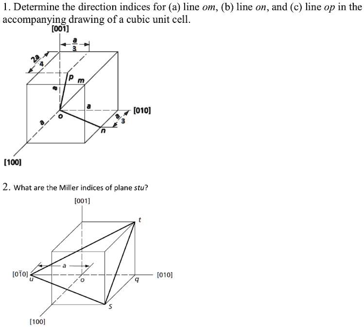 1 Determine The Direction Indices For A Line Om B Line On And C Line Op ...