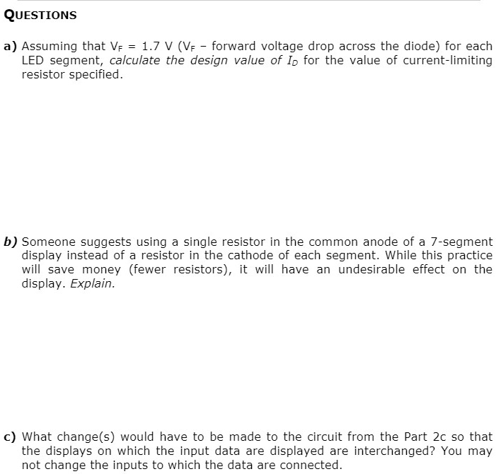 SOLVED: QUESTIONS a) Assuming that VF = 1.7 V (Vz forward voltage drop ...