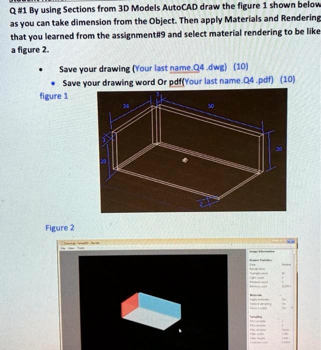 Q #1 By using Sections from 3D Models AutoCAD draw the figure 1 shown ...