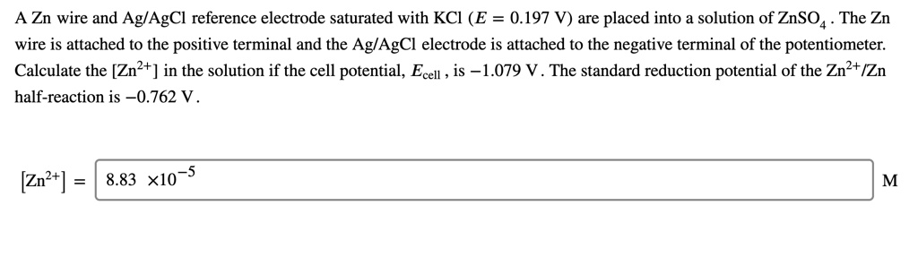 a zn wire and agagcl reference electrode saturated with kcl e 0197 v ...