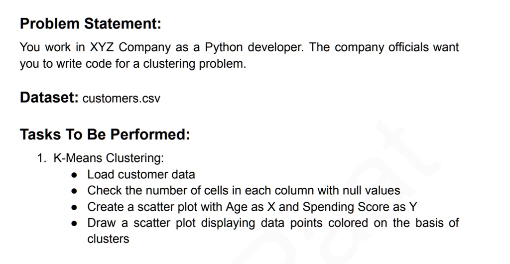 SOLVED: Problem Statement: You work in XYZ Company as a Python ...
