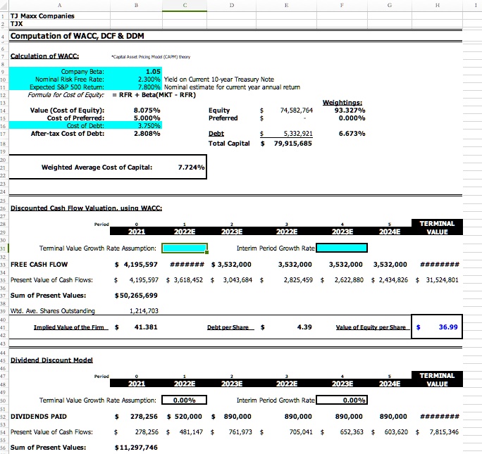 SOLVED: Step 6: Value the Firm. Calculate the Weighted Average Cost of ...