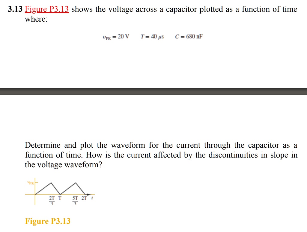 3.13 Figure P3.13 shows the voltage across a capacitor plotted as a ...