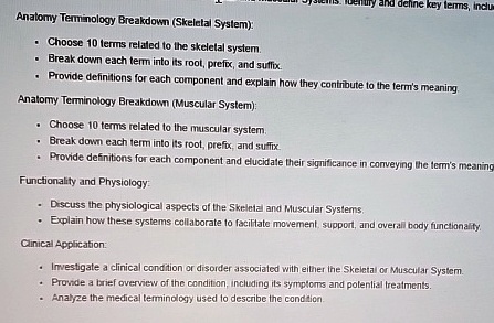 anatomy terminology breakdown skeletal system choose 10 terms related ...