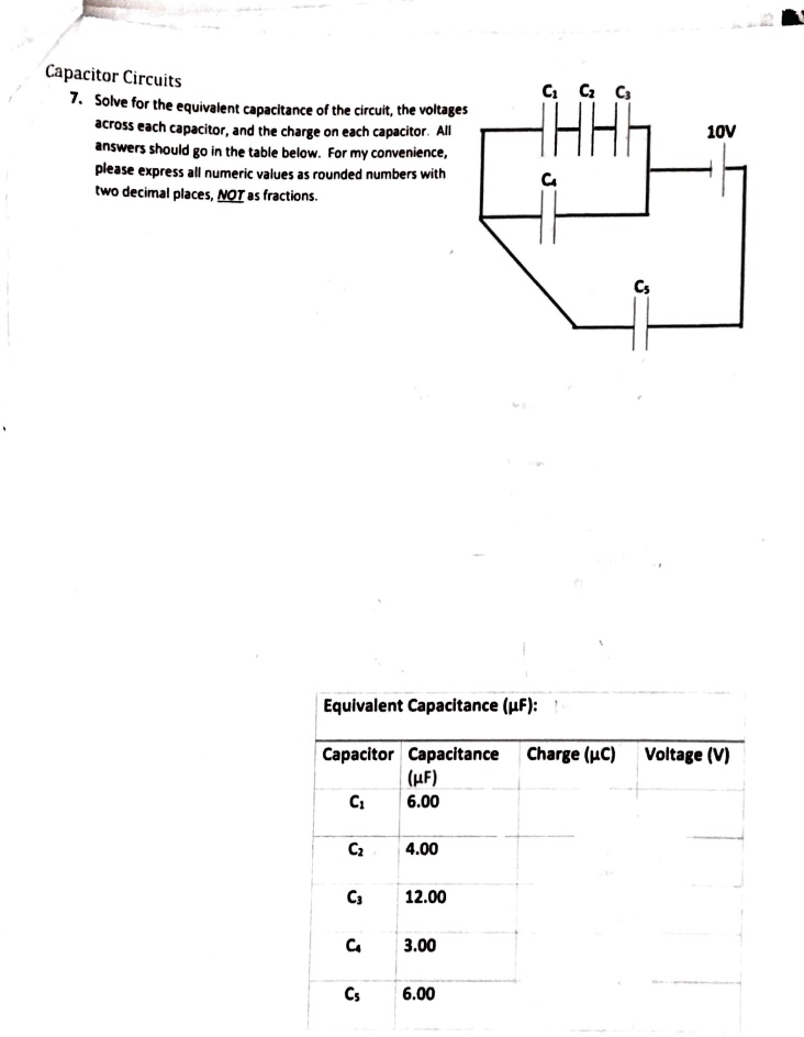 SOLVED Capacitor Circuits Solve for the equivalent capacitance of the