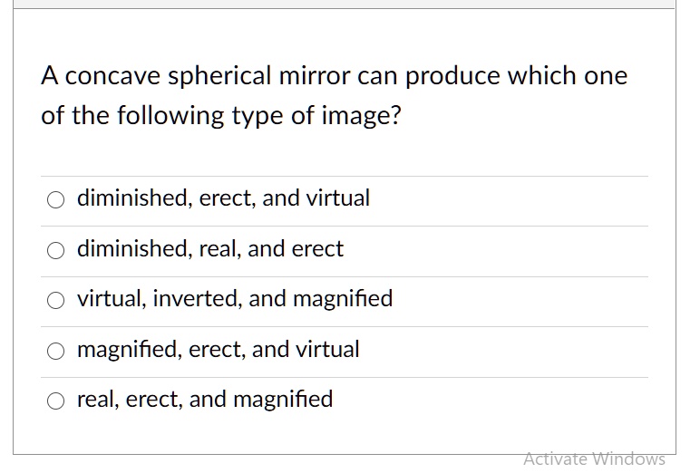 A concave spherical mirror can produce which one of t… SolvedLib