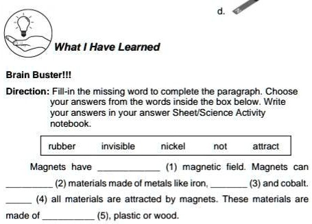 Solved Please fill in the missing words from the following