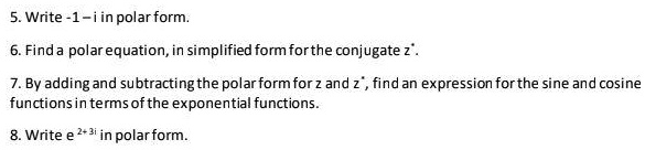 SOLVED: Write 1-jin polar form: Find a polar equation, in simplified ...