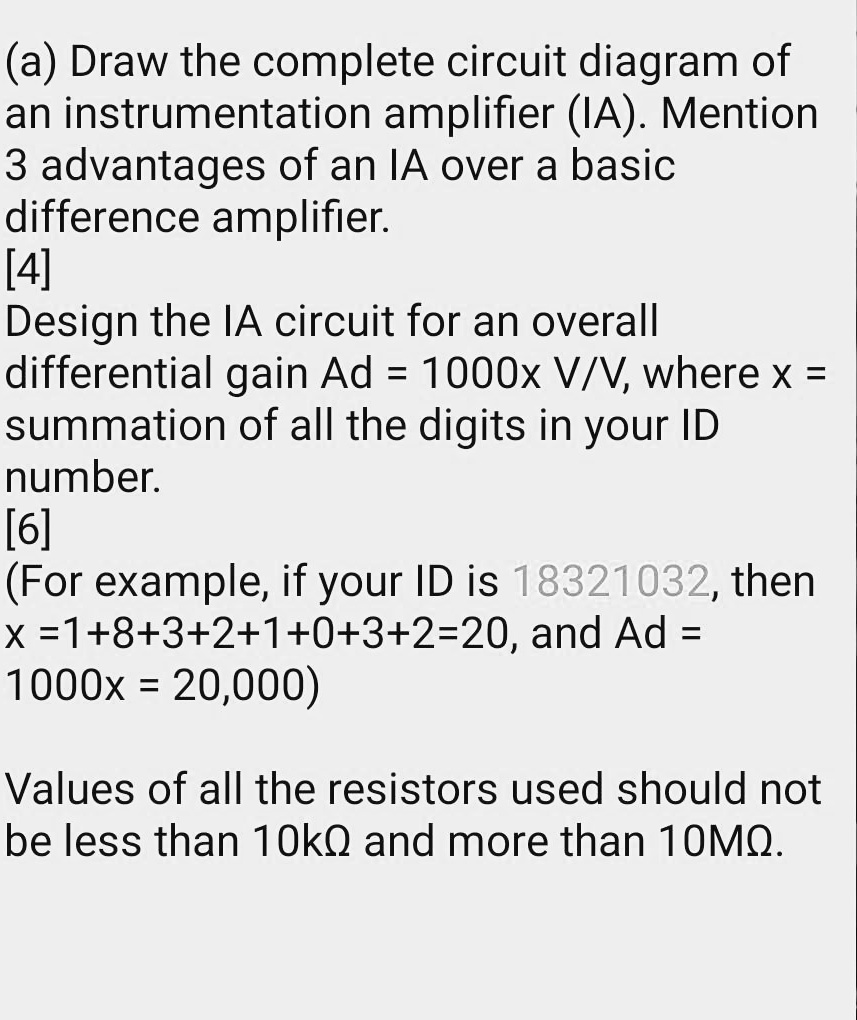 SOLVED a) Draw the complete circuit diagram of an instrumentation