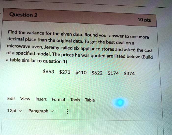 solved-question-2-10-pts-find-the-variance-for-the-given-data-round