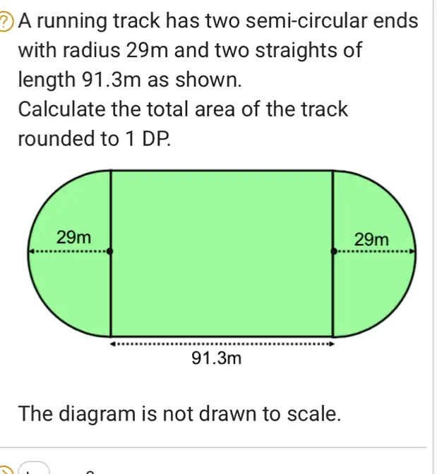 A running track has two semi-circular ends with a radius of 29m and two ...
