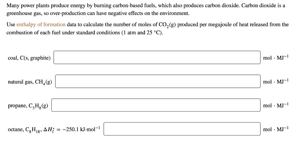 SOLVED: Many Power Plants Produce Energy By Burning Carbon-based Fuels ...