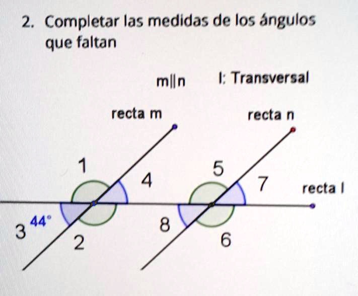 SOLVED: 2. Completar las medidas de los ángulos que faltan 2 ...